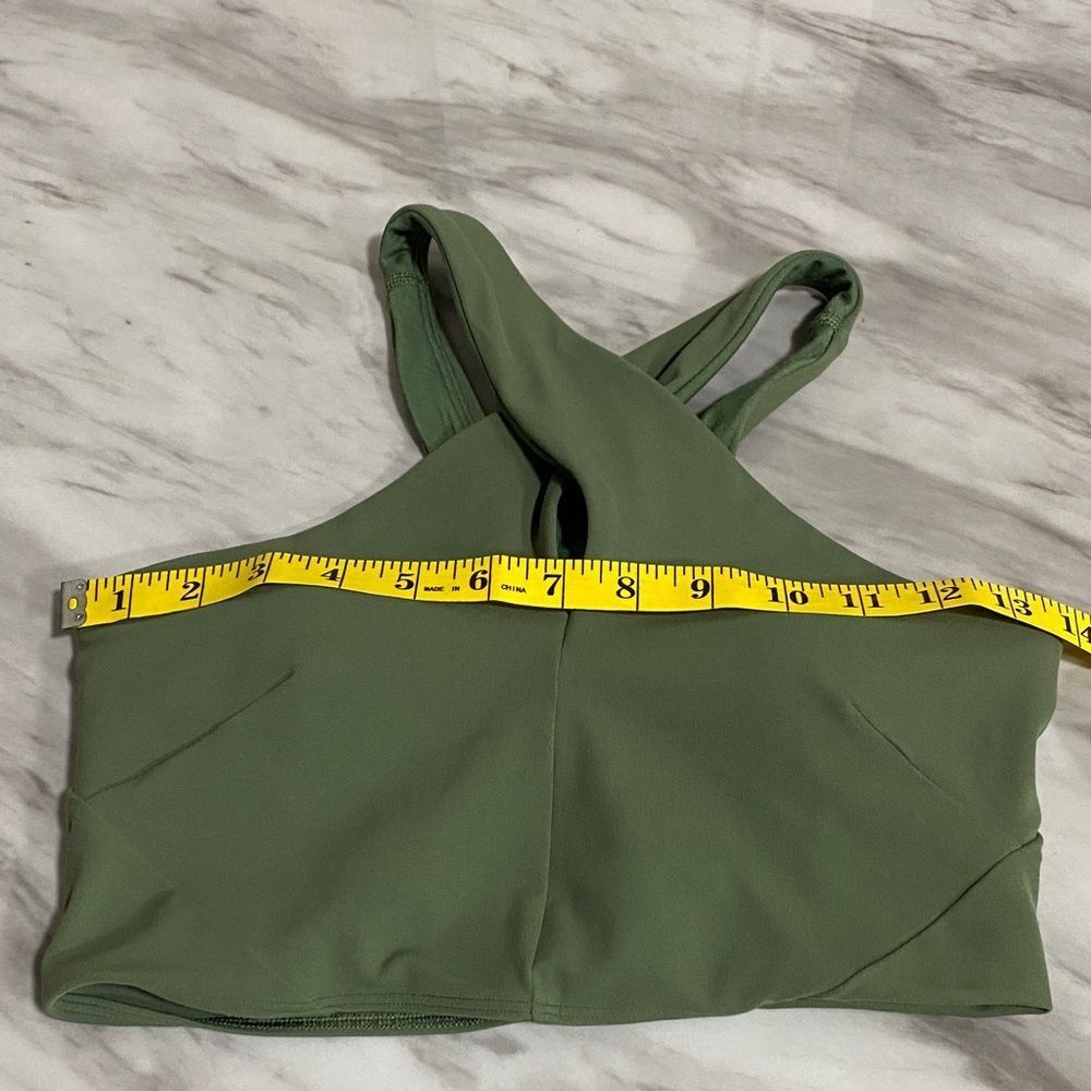 Lululemon Nulu Wrap-Front Longline Bra Green Twill Size 6 Light Support A/B - Picture 13 of 14